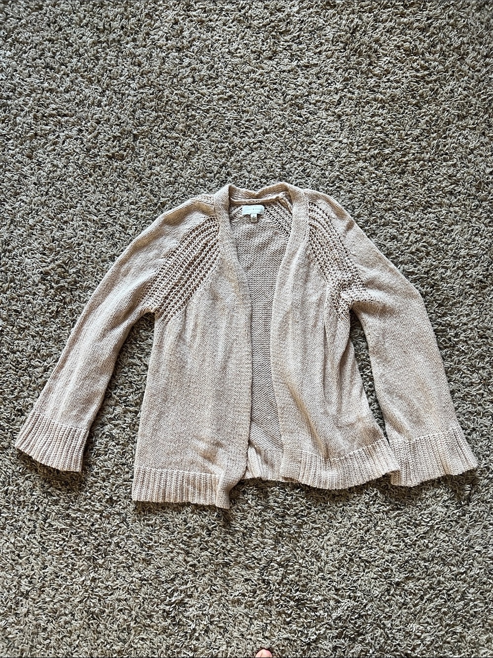 Lucky Brand Open-Front Taupe Knit Cardigan